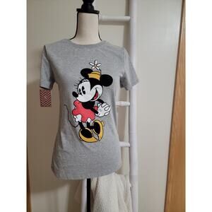 Minnie Mouse Velour Grey Tshirt Sz Medium